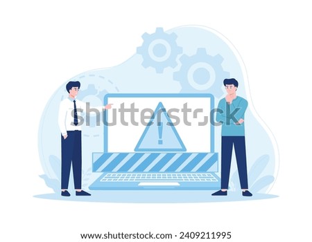 laptop troubleshooting concept under constuction eror service trending concept flat illustration