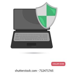 Laptop under protection color flat icon