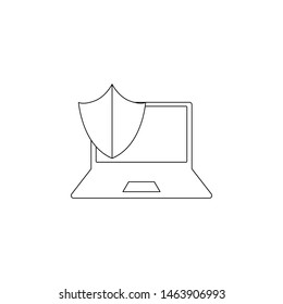 laptop under protection icon. Element of virus antivirus for mobile concept and web apps icon. Outline, thin line icon for website design and development, app development