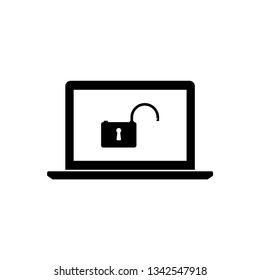 Laptop unlock vector icon. EPS 10