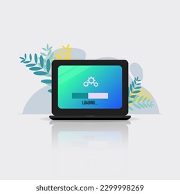 Laptop upgade system design vector illustration