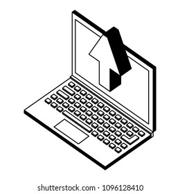 laptop upload browsing data isometric