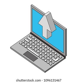 laptop upload browsing data isometric