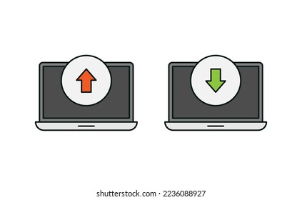 Laptop and upload download icon vector design