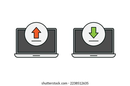Laptop and upload download icon vector design