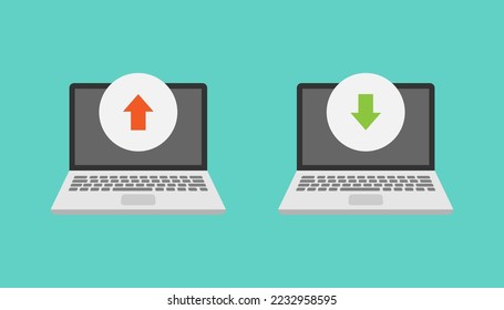 Laptop and upload download vector design