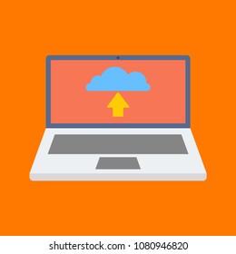 Laptop with upload icon