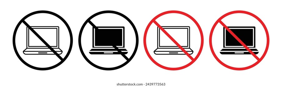 Laptop Usage Prohibition Notice. Forbidden PC Use. No Electronic Devices Allowed