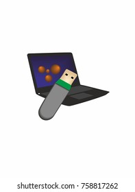 
Laptop and USB flash drive