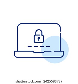 Laptop user account login. Lock and password. Pixel perfect, editable stroke