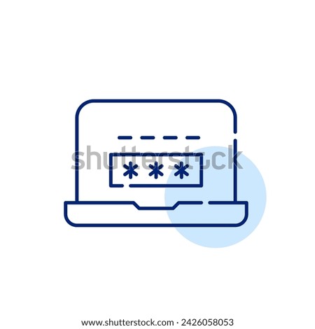 Laptop user account profile login. Pixel perfect, editable stroke
