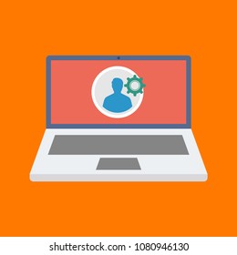 Laptop with user icon