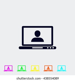 laptop, user icon