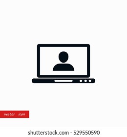 laptop, user icon, flat design best vector icon