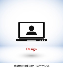 laptop, user icon, flat design best vector icon