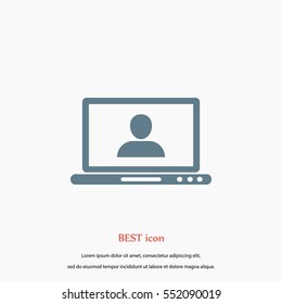 laptop, user icon, flat design best vector icon