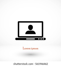 laptop, user icon, flat design best vector icon