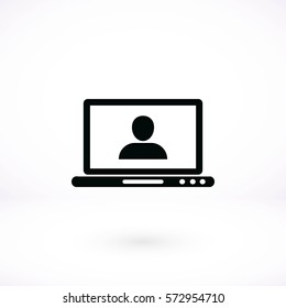 laptop, user icon, flat design best vector icon