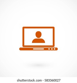 laptop, user icon, flat design best vector icon