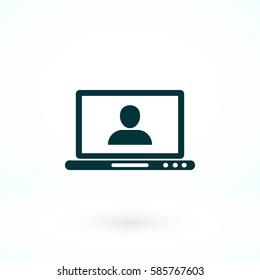 laptop, user icon, flat design best vector icon