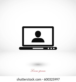 laptop, user icon, flat design best vector icon