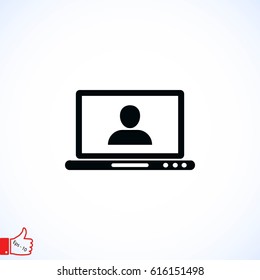 laptop, user icon, flat design best vector icon