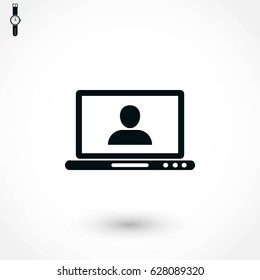 laptop, user icon, flat design best vector icon