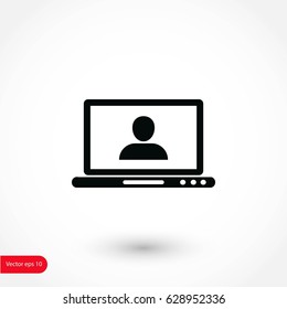 laptop, user icon, flat design best vector icon