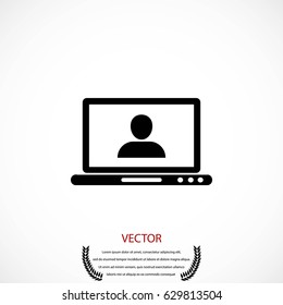 laptop, user icon, flat design best vector icon