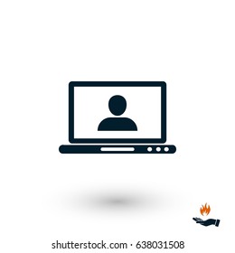 laptop, user icon, flat design best vector icon