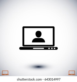 laptop, user icon, flat design best vector icon