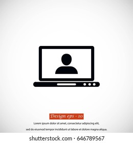 laptop, user icon, flat design best vector icon