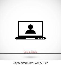 laptop, user icon, flat design best vector icon