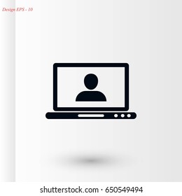 laptop, user icon, flat design best vector icon