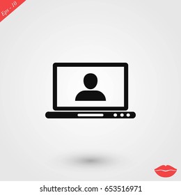 laptop, user icon, flat design best vector icon
