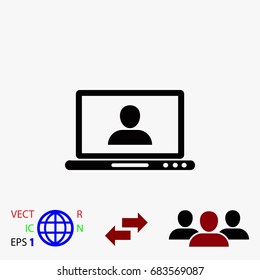 laptop, user icon, flat design best vector icon