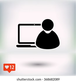 laptop, user icon. One of set web icons
