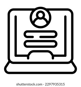 vector de contorno de icono de usuario de portátil. Formulario de cuenta. Registro en línea