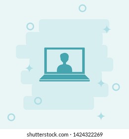 Laptop User Icon. Simple icon, blue colored icon illustration. 