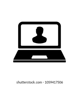 Laptop user icon vector