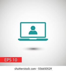 Laptop user icon vector