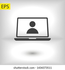 Laptop user icon vector. Vector web design