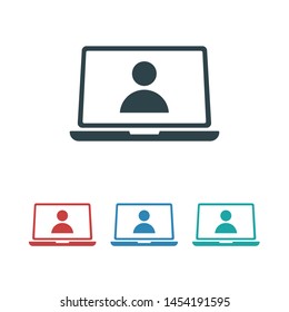 Laptop user icon vector. Vector web design