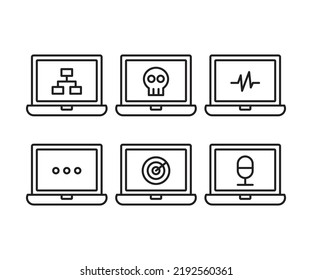 laptop and user interface icons set