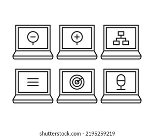 laptop and user interface icons set