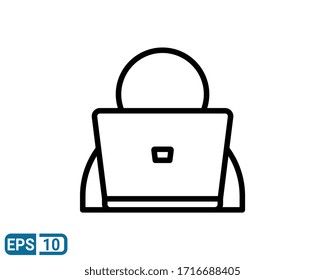 laptop user line style icon isolated on white background. illustration for graphic design, website, UI. EPS 10