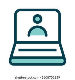 A laptop with a user profile, symbolizing remote work