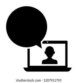 laptop with user and speech bubble