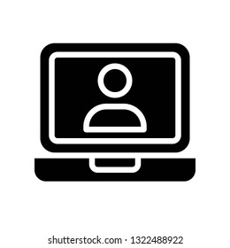 Laptop with user vector, Social media solid design icon
