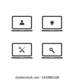 laptop user,bulb light ,search,tool icon.